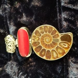 NWOT Sterling coral and shell fossil pendant
